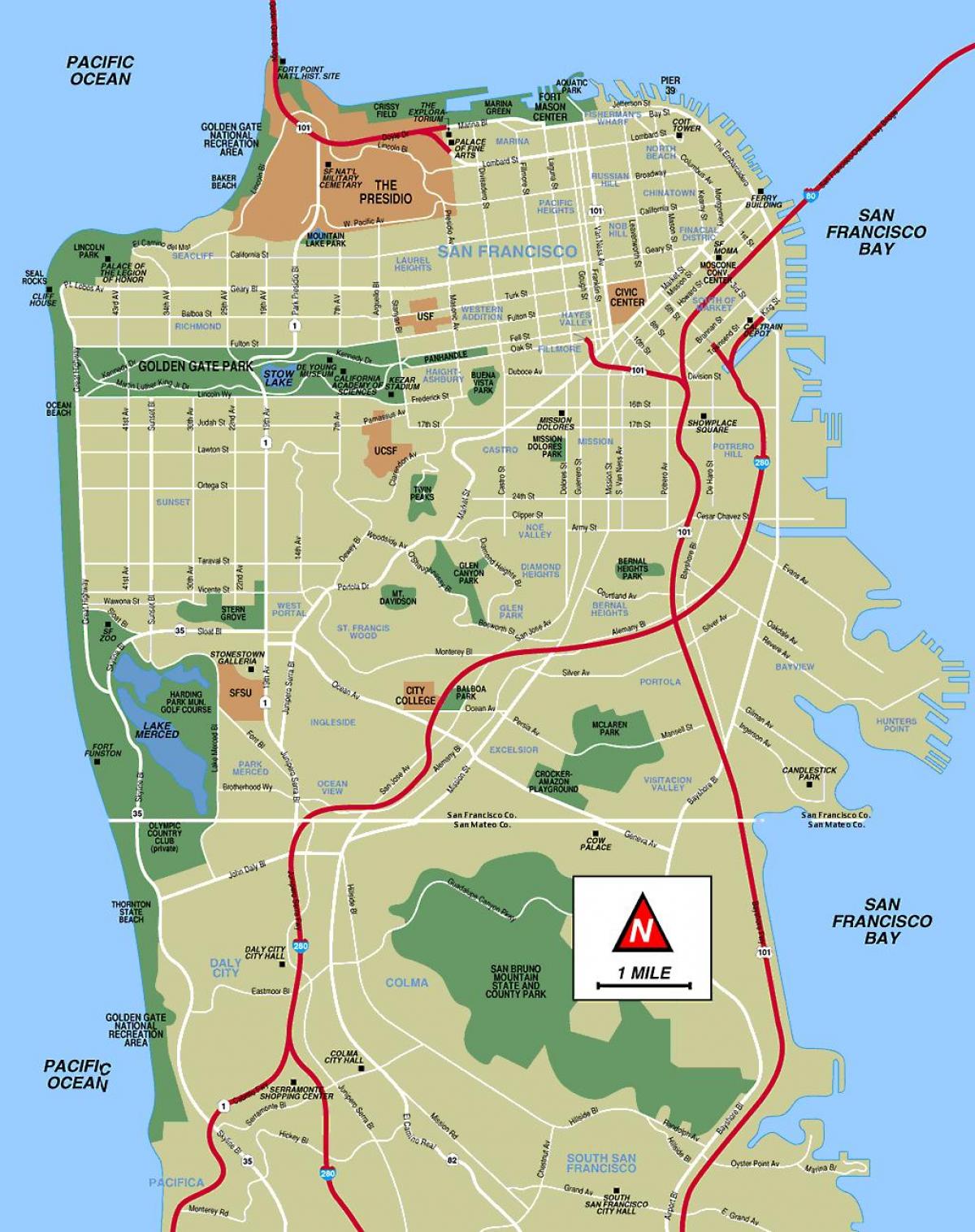 une carte de San Francisco