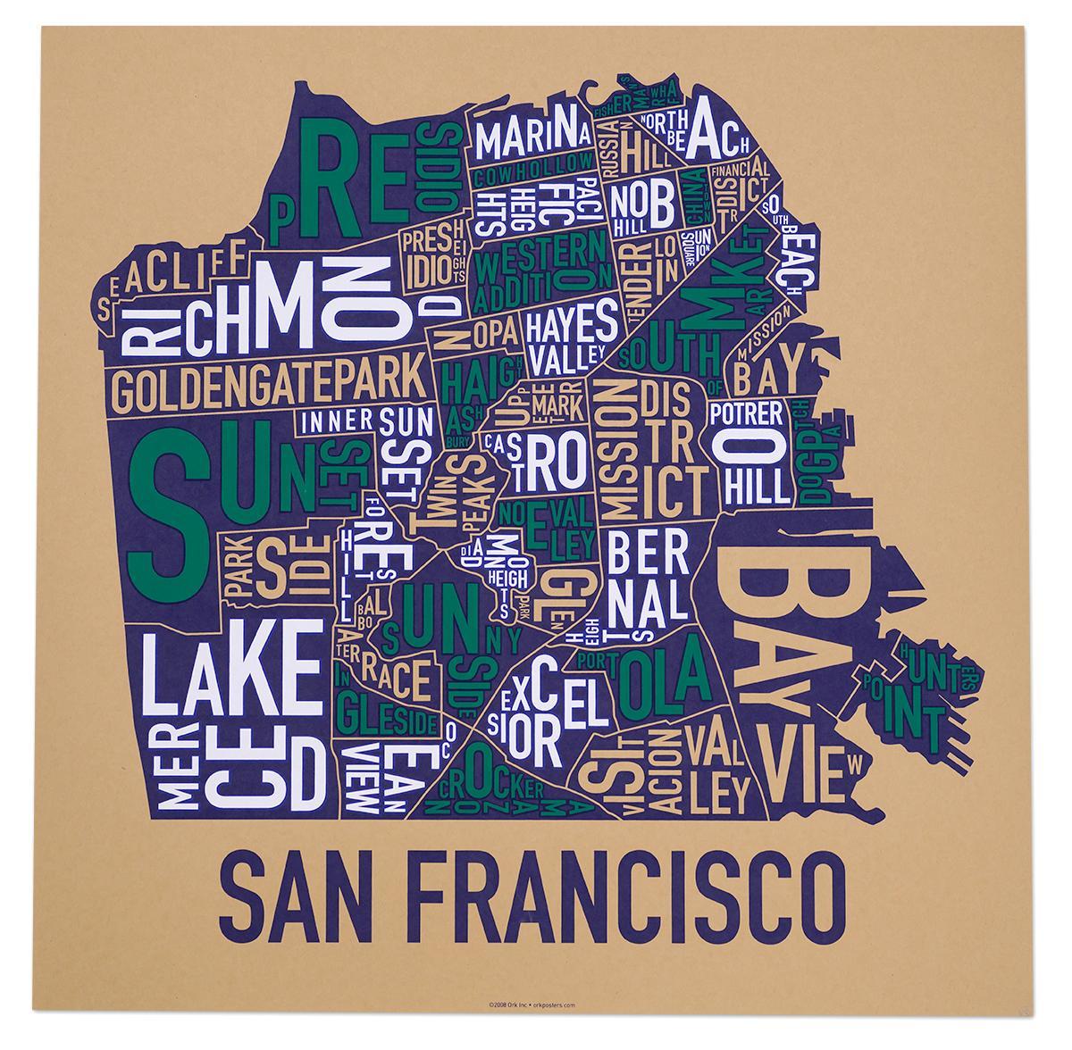 San Francisco, le quartier de la carte affiche