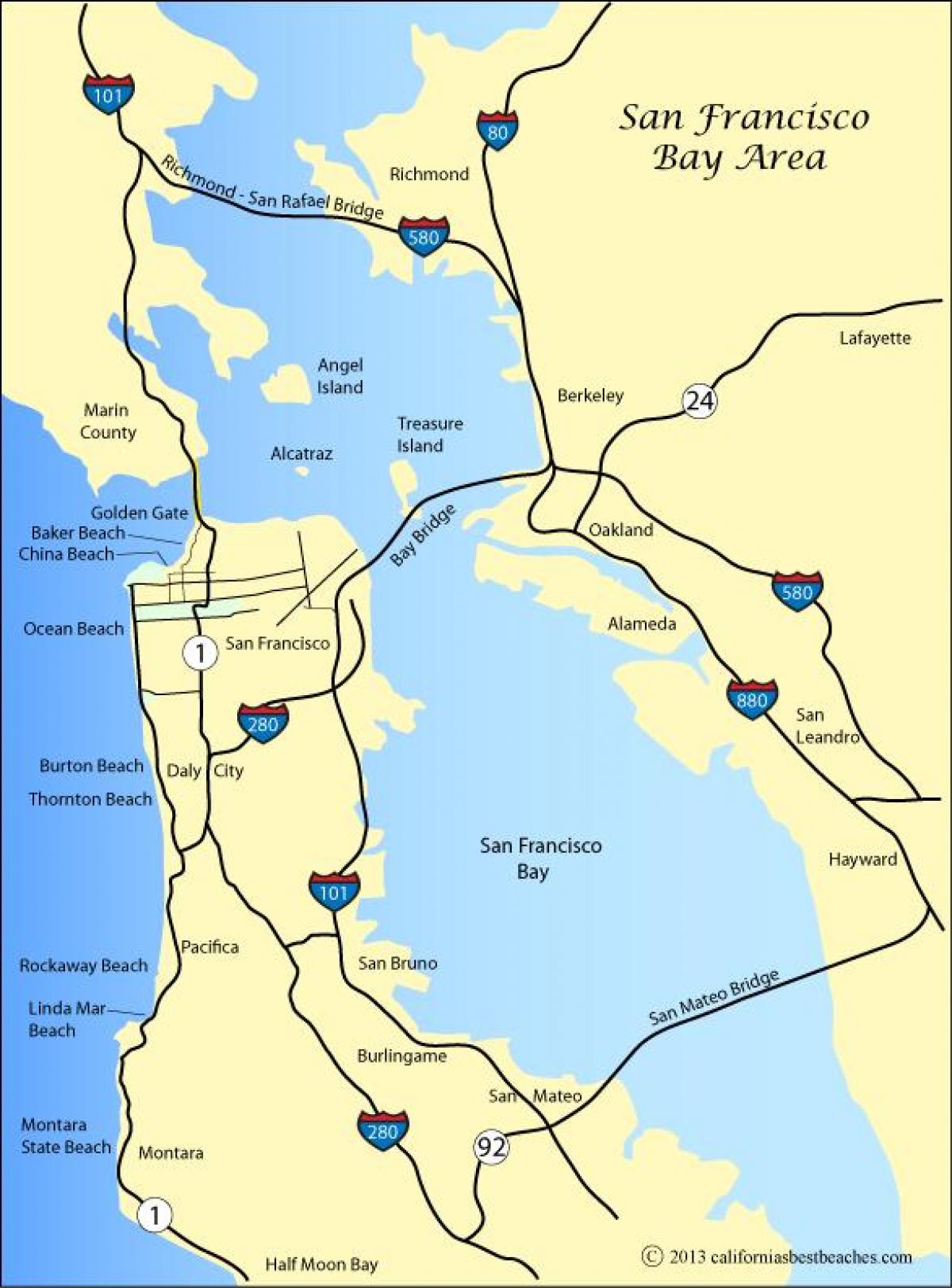 Carte de San Francisco plages