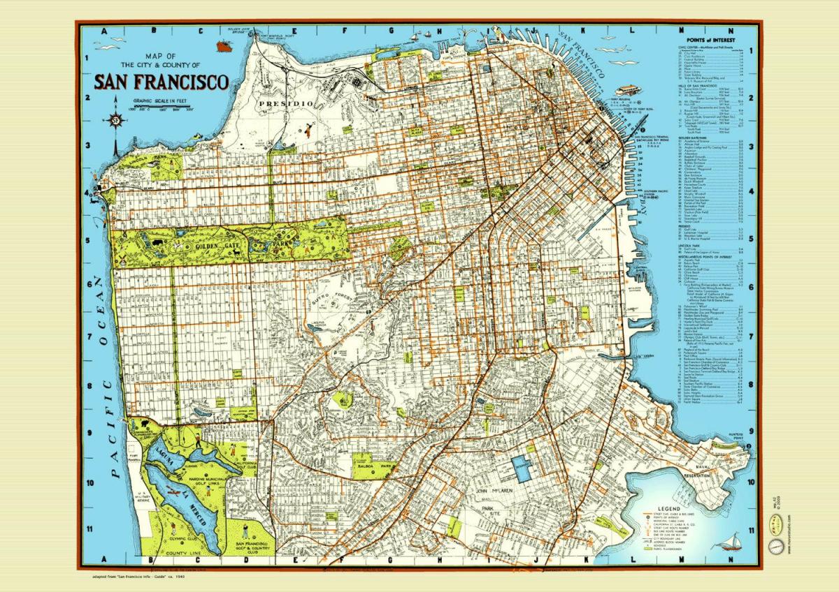 Carte de San Francisco, rue de l'affiche