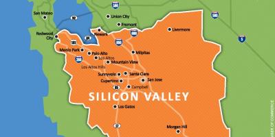 Silicon valley dans la carte du monde