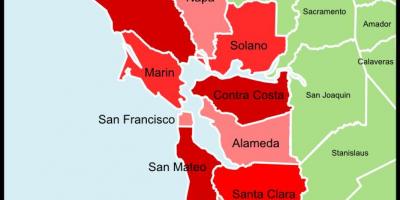 San Francisco bay area, carte du comté de