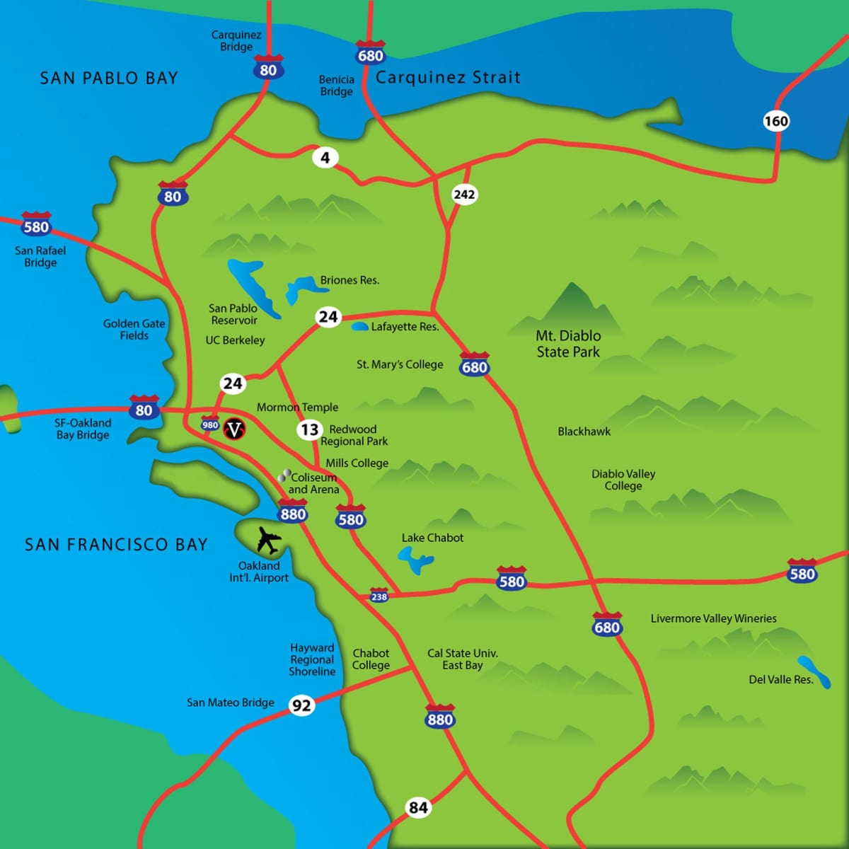 à l'est de la baie de californie carte