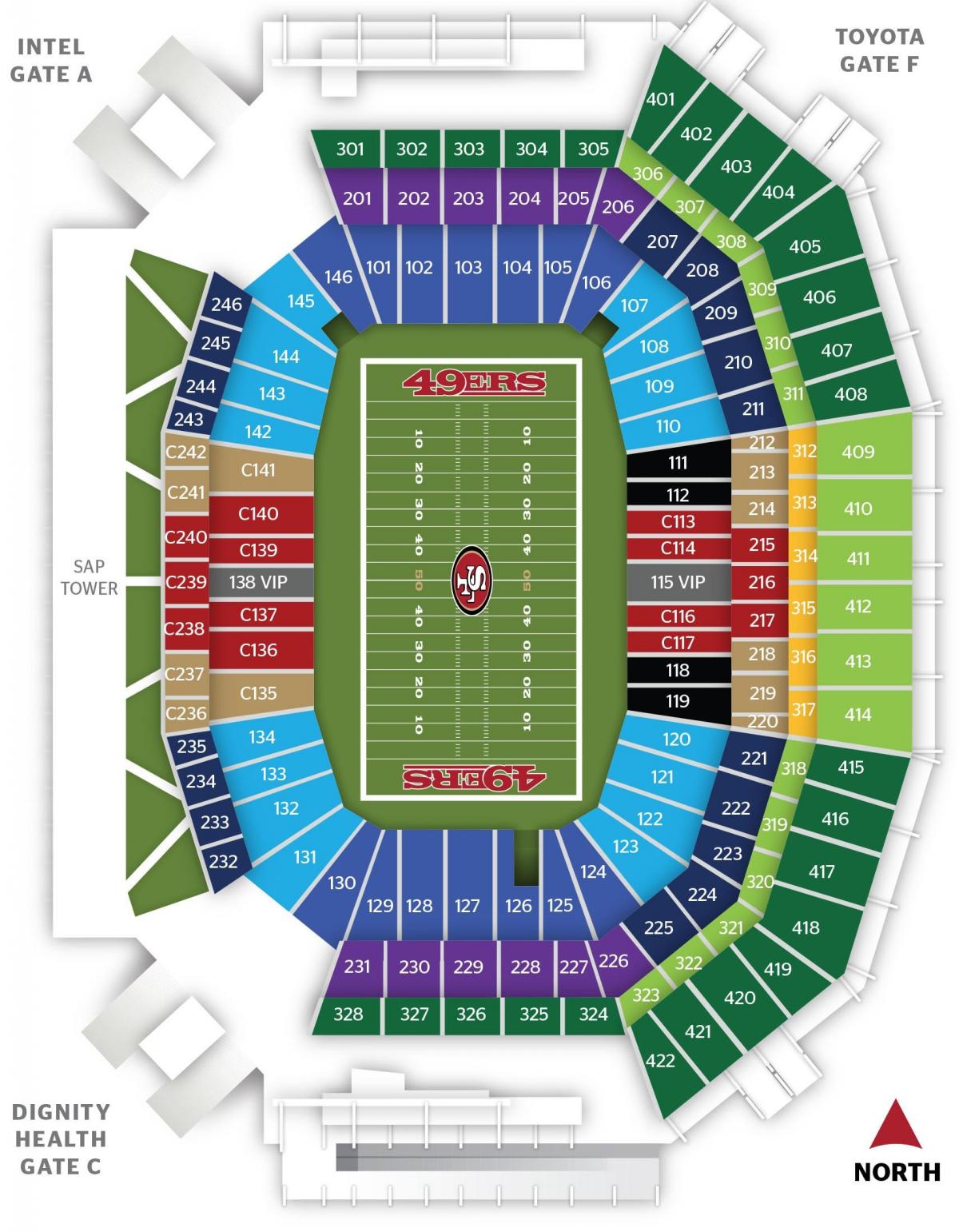 Carte des 49ers de San Francisco stade