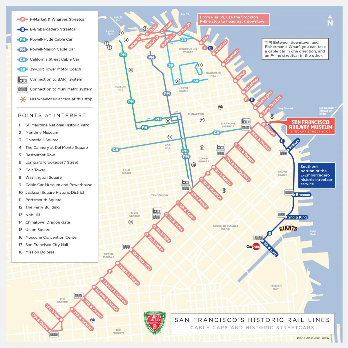 carte des tramways de San Francisco