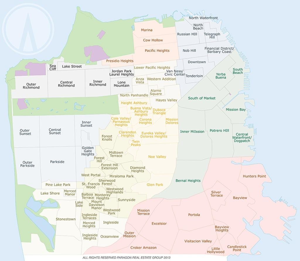 Carte de cow hollow, à San Francisco