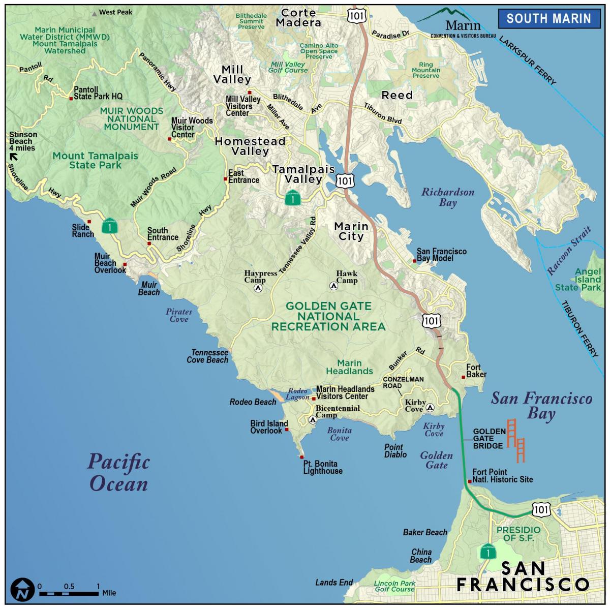 Carte de la forêt de séquoias de San Francisco