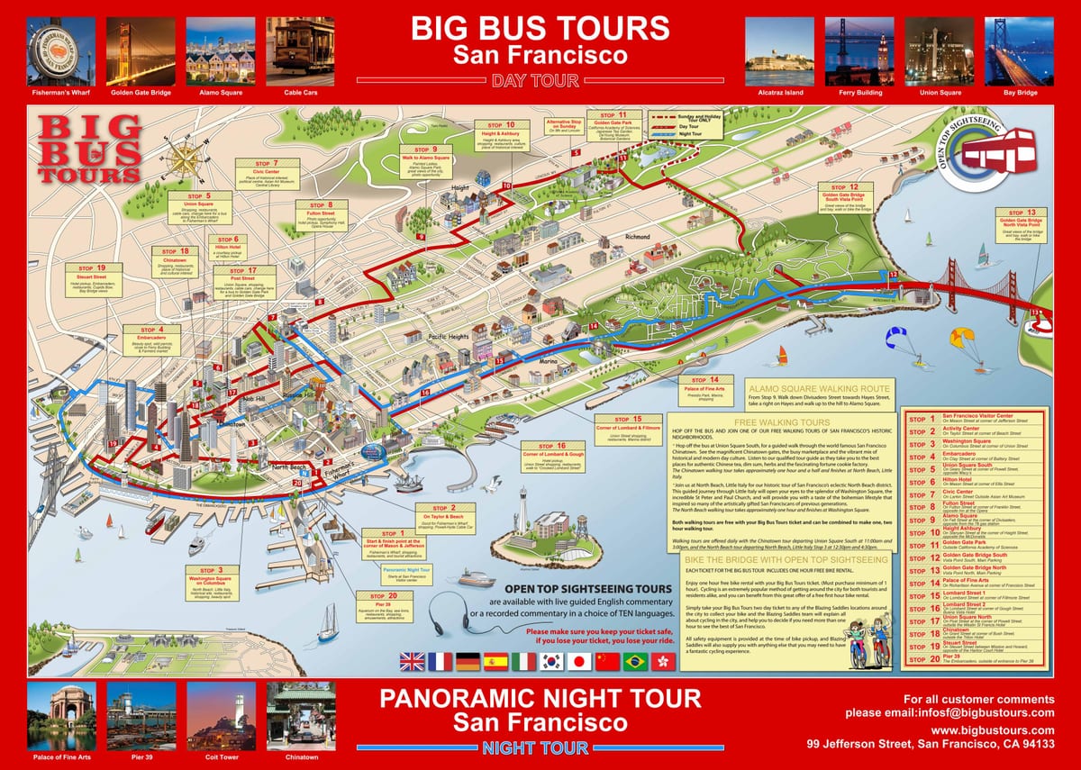 San Francisco hop on hop off bus de la carte