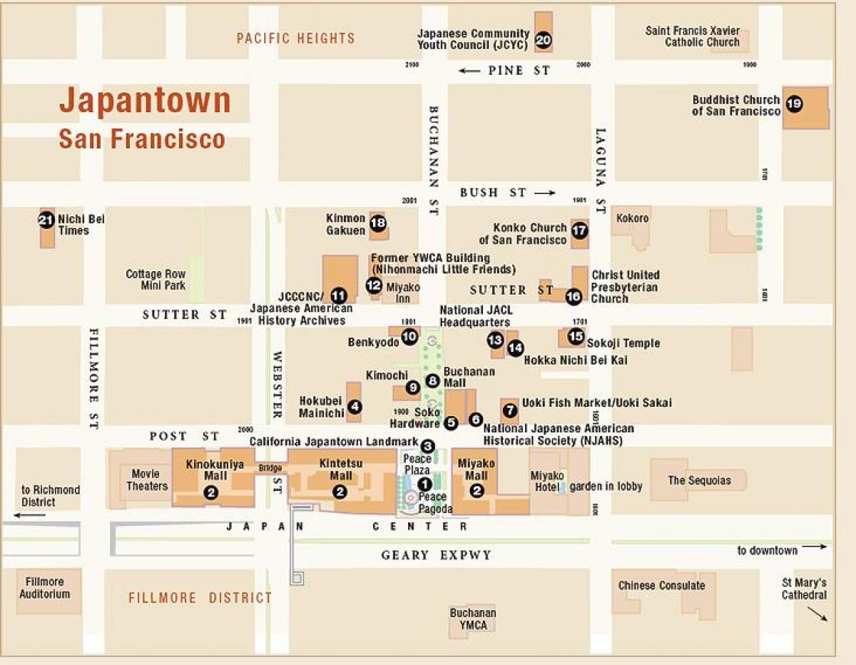 Carte de japantown San Francisco