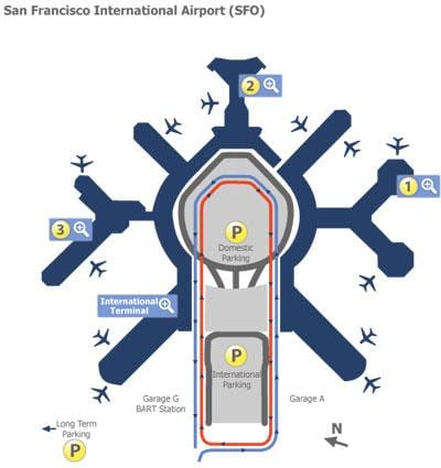 L'aéroport de San Francisco porte carte