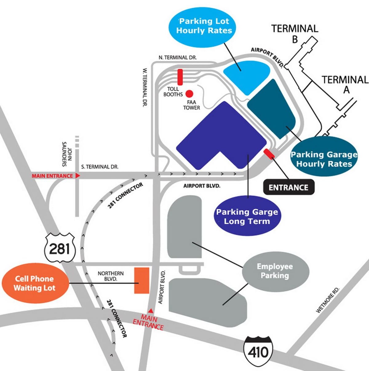 Carte de l'aéroport de San Francisco parking