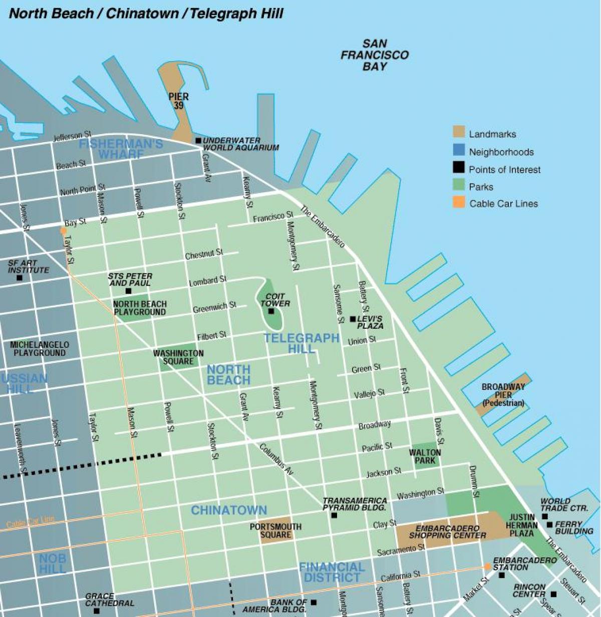 La carte de north beach à San Francisco