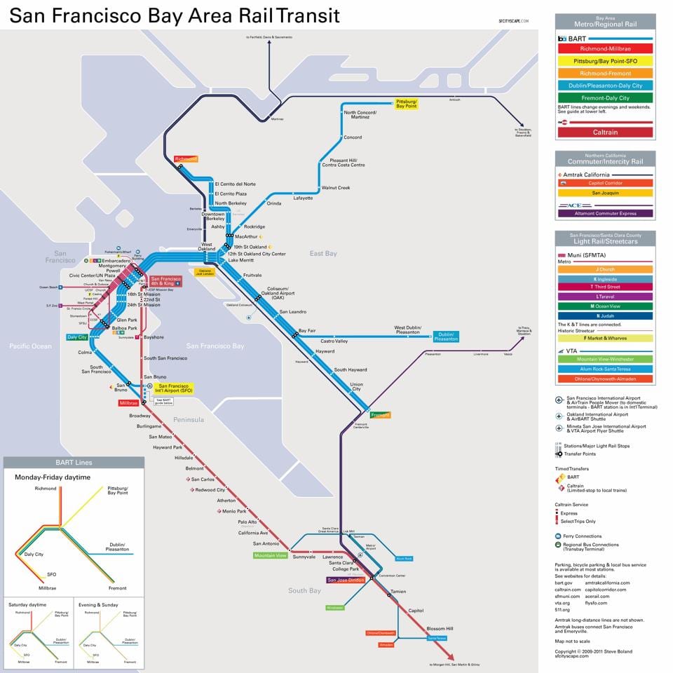 la région de la baie de transport public carte