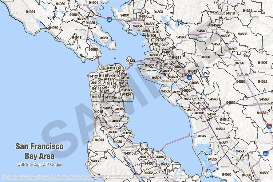 la région de la baie de la zone de code de la carte
