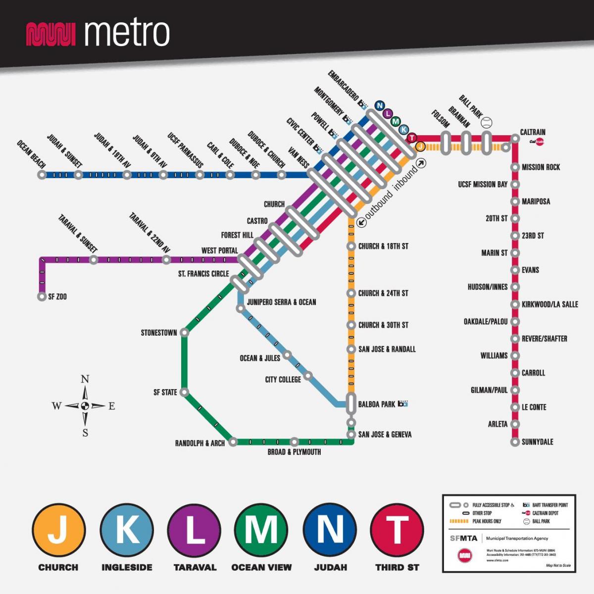 SF muni plan du métro