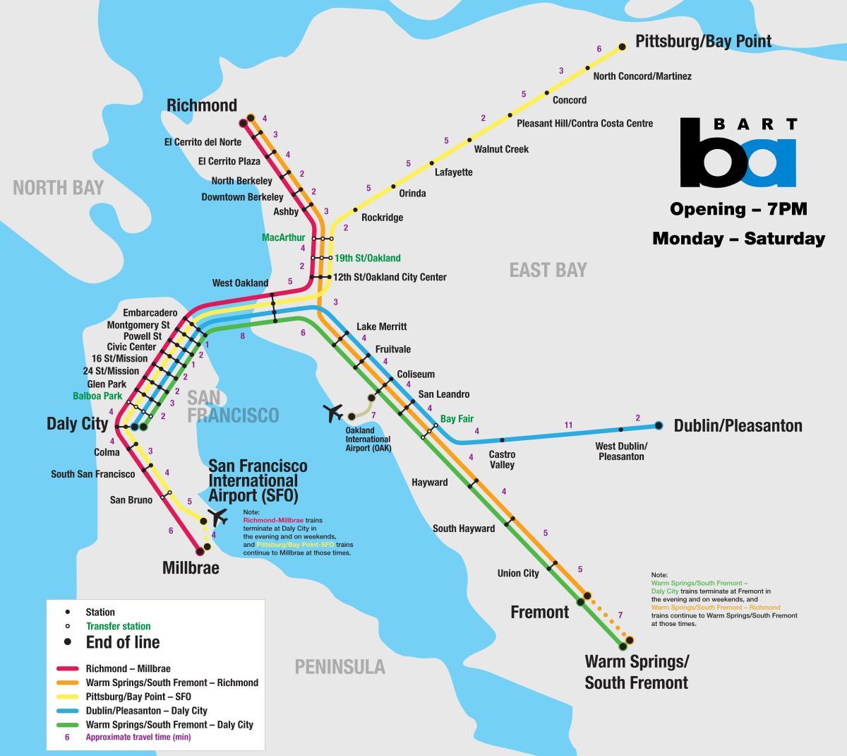 bart système de San Francisco carte