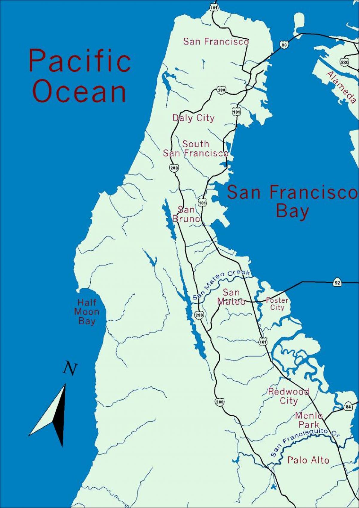 Carte de la région de la baie de la péninsule