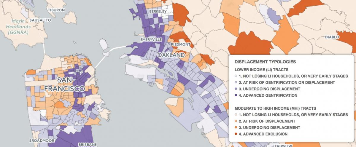 Carte de San Francisco, la gentrification