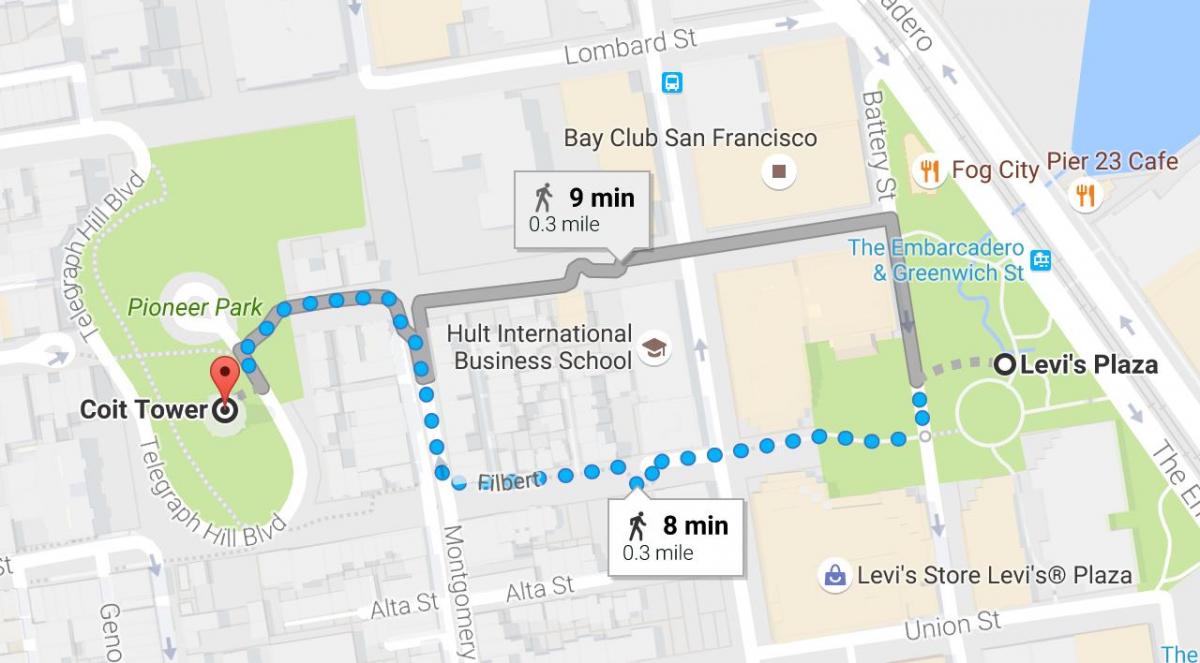 Carte de San Francisco auto visite guidée à pied