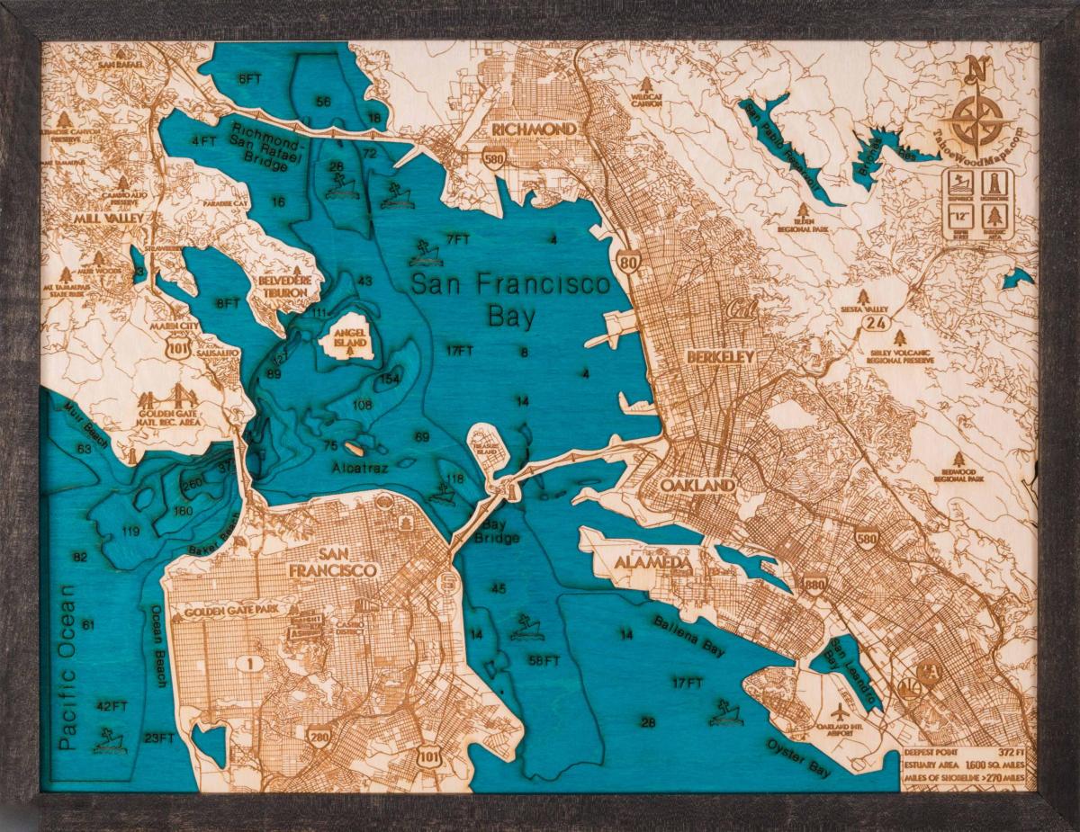 Carte de San Francisco en bois