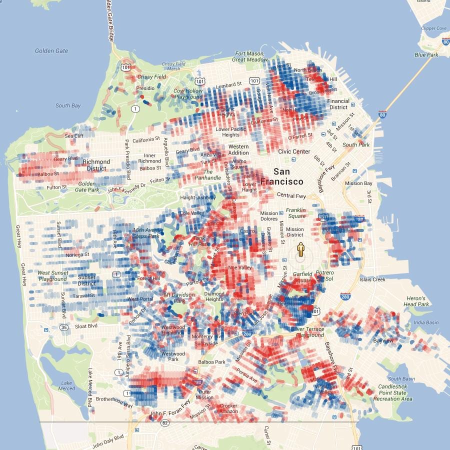 Carte de San Francisco altitude