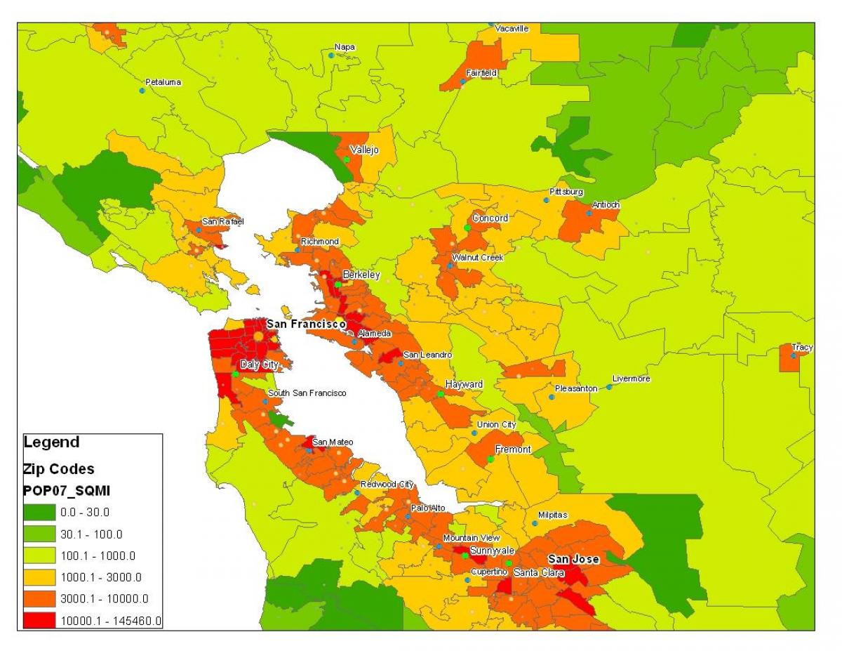 Carte de San Francisco de la population