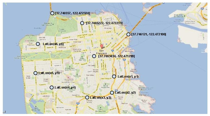 Carte de San Francisco coordonnées