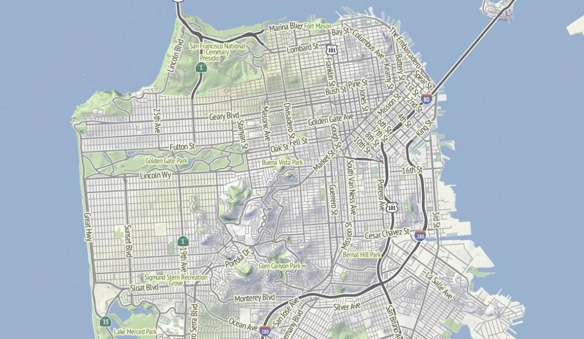Carte de San Francisco terrain
