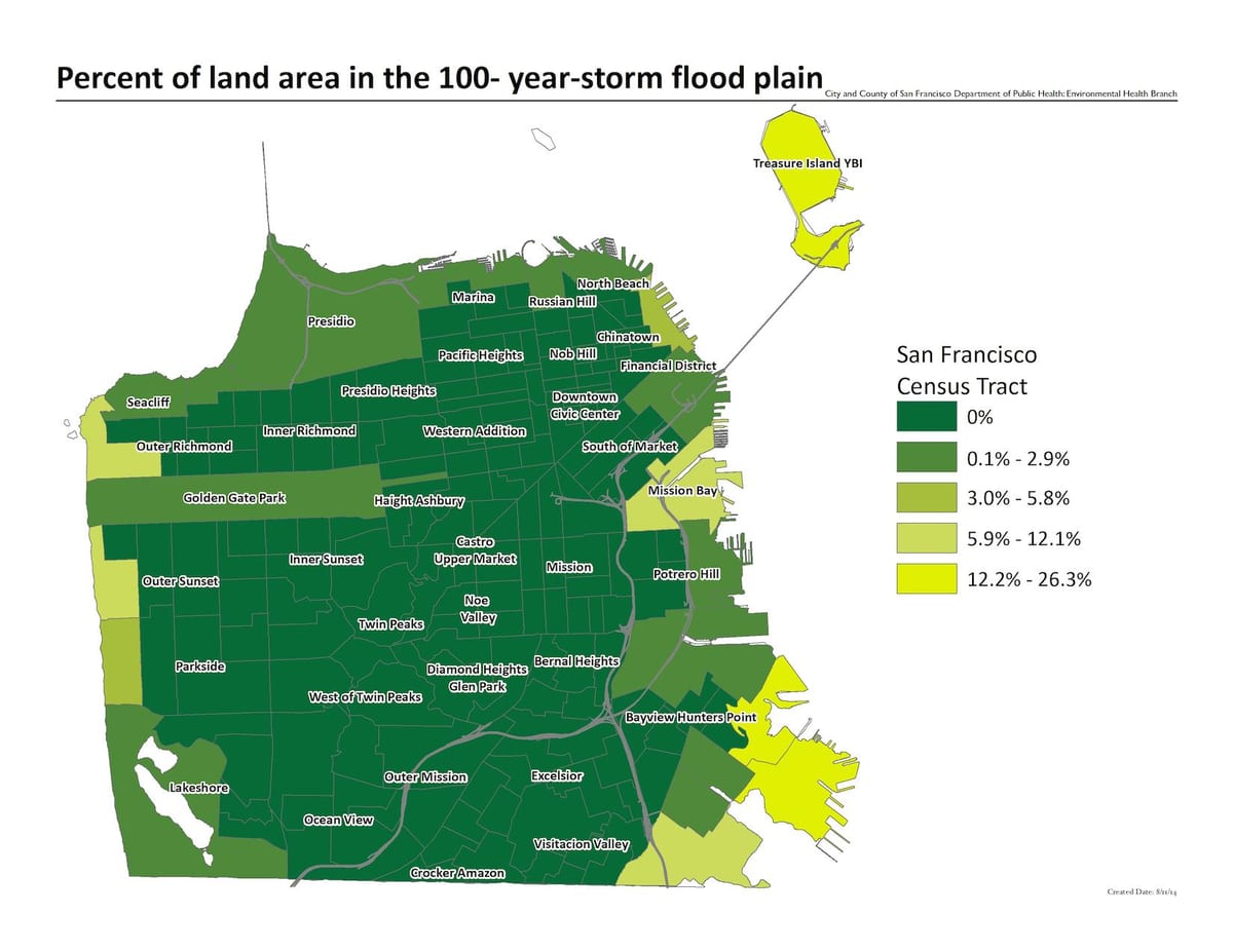 Carte de San Francisco de la zone d'inondation