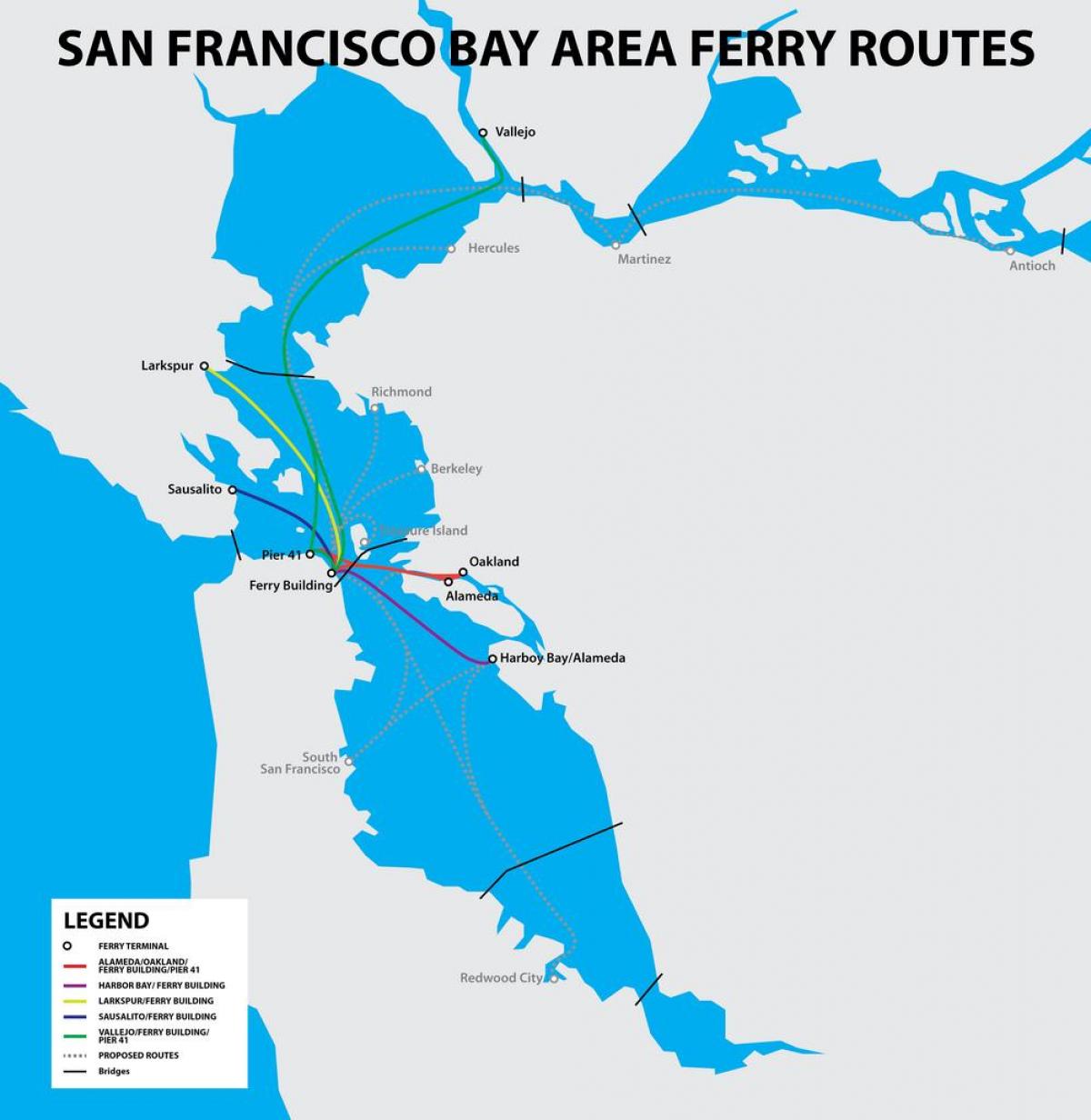 La baie de San Francisco ferry carte