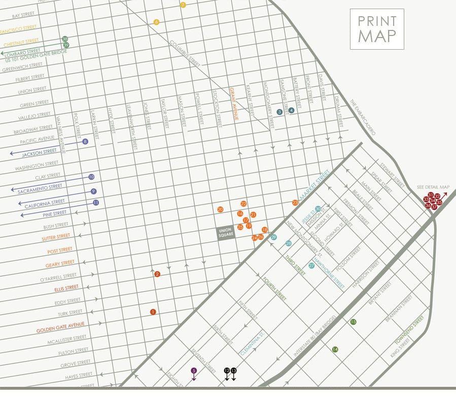 Carte de San Francisco, des galeries d'art