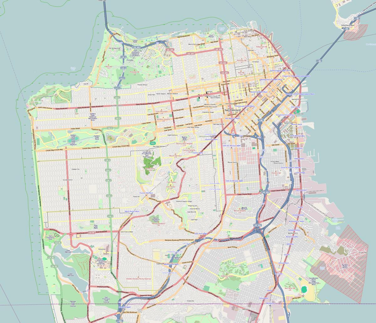 Carte de San Francisco contour