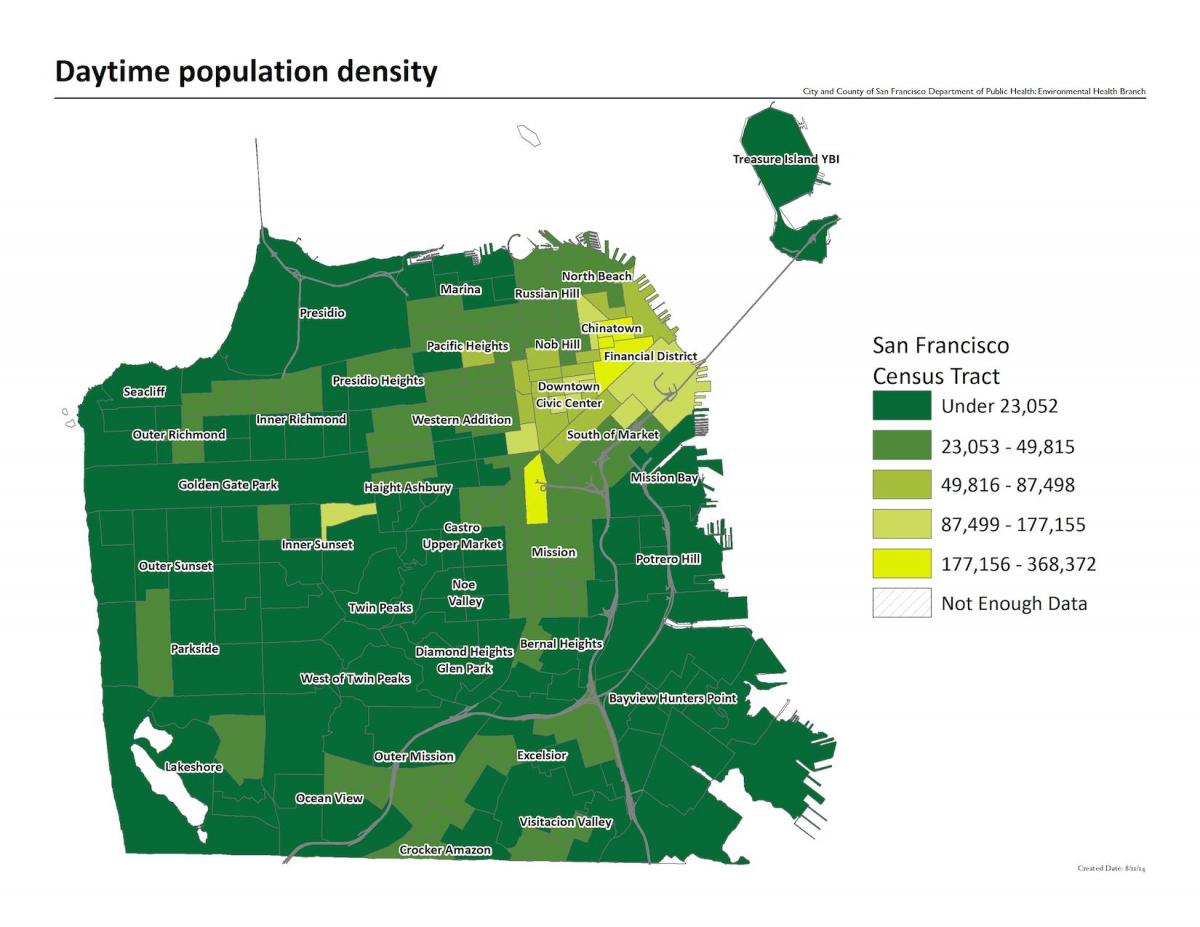 Carte de la densité de la population de San Francisco