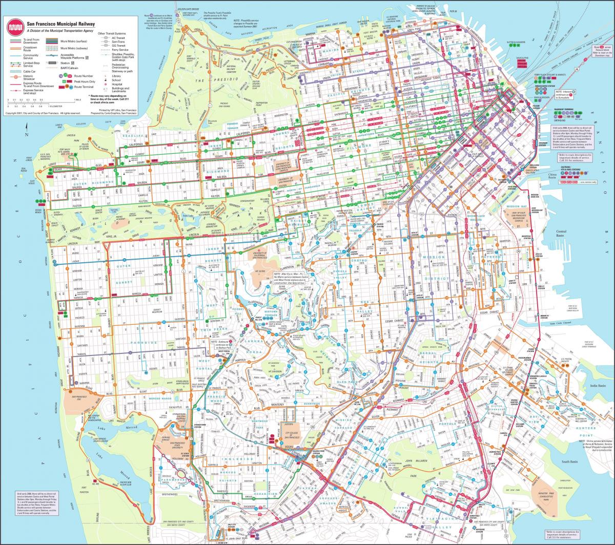 Carte de San Francisco municipal railway