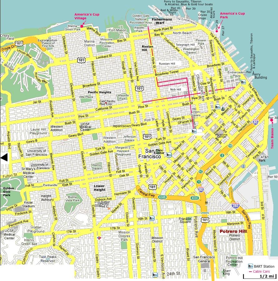 San Francisco lieux d'intérêt de la carte