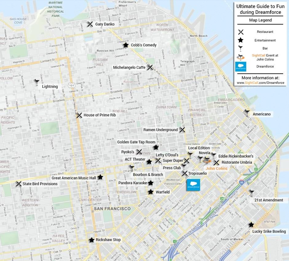 Carte de San Francisco, restaurant