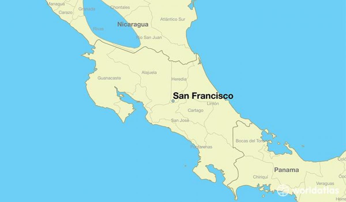 Carte de San Francisco sur un monde