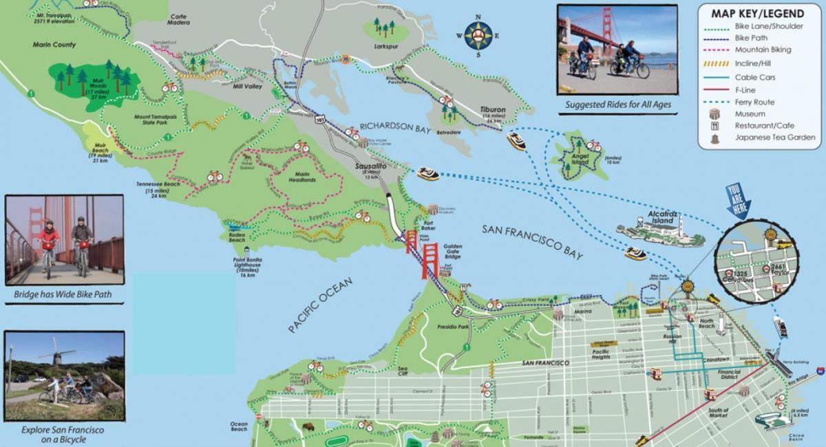 Carte de San Francisco tour à vélo