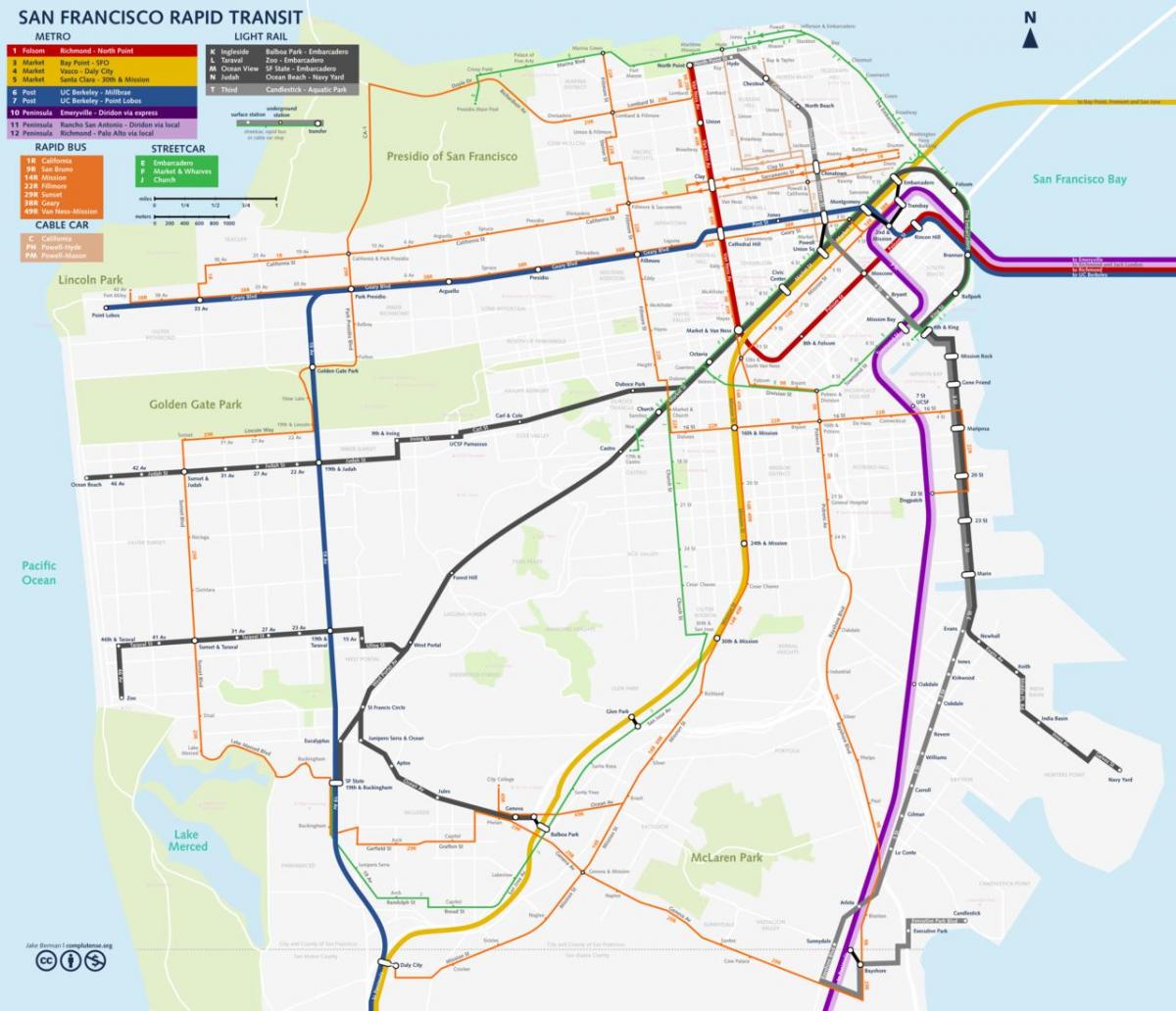 San Fran plan des transports publics