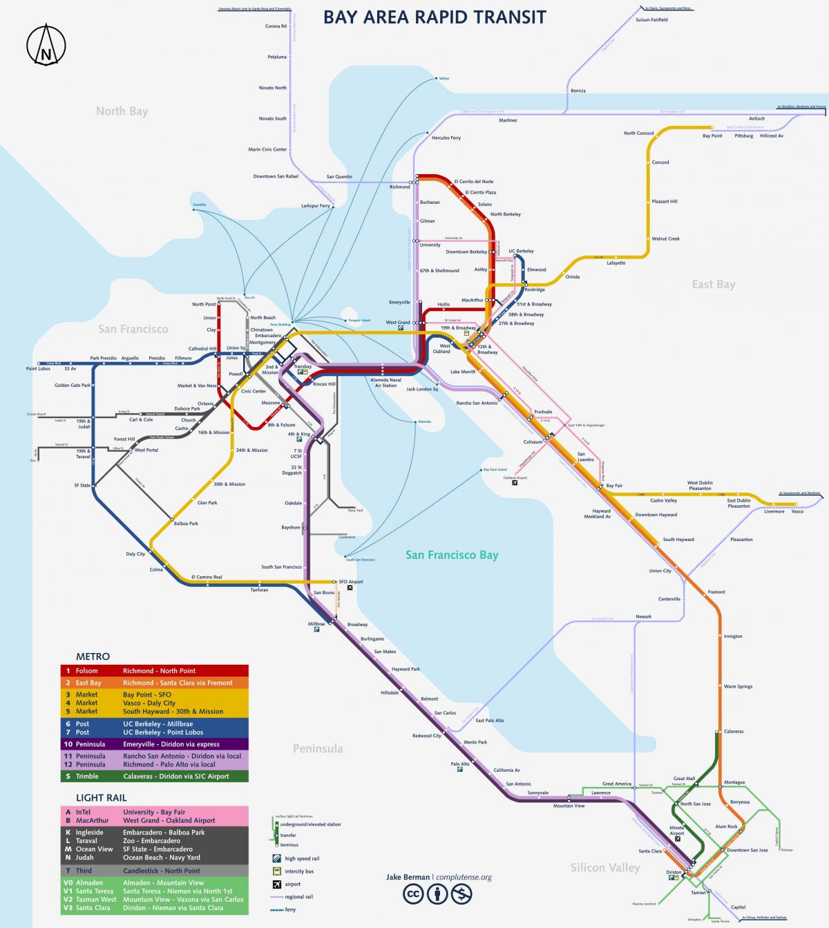 San Francisco système de métro de la carte