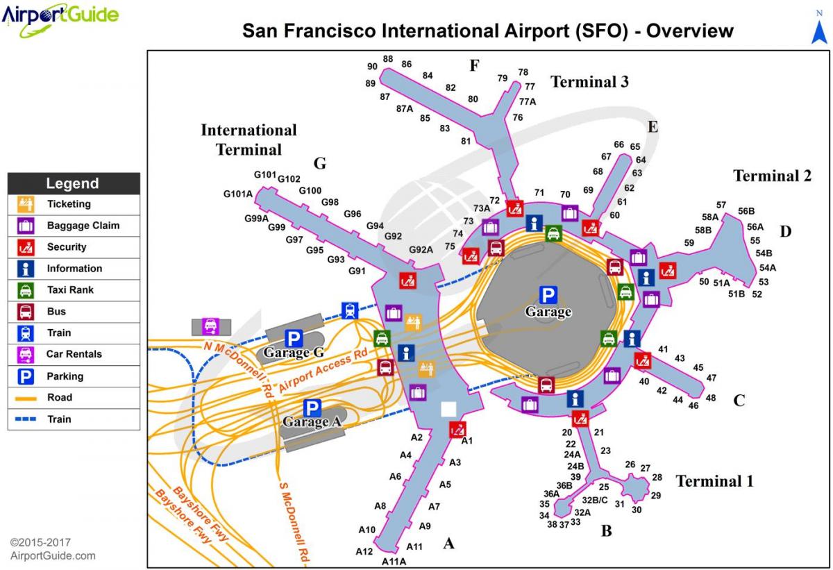 San Fran carte de l'aéroport