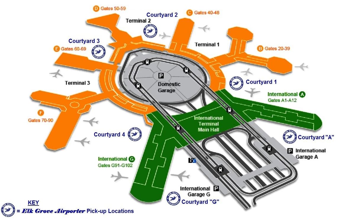 SFO des arrivées du terminal international de la carte