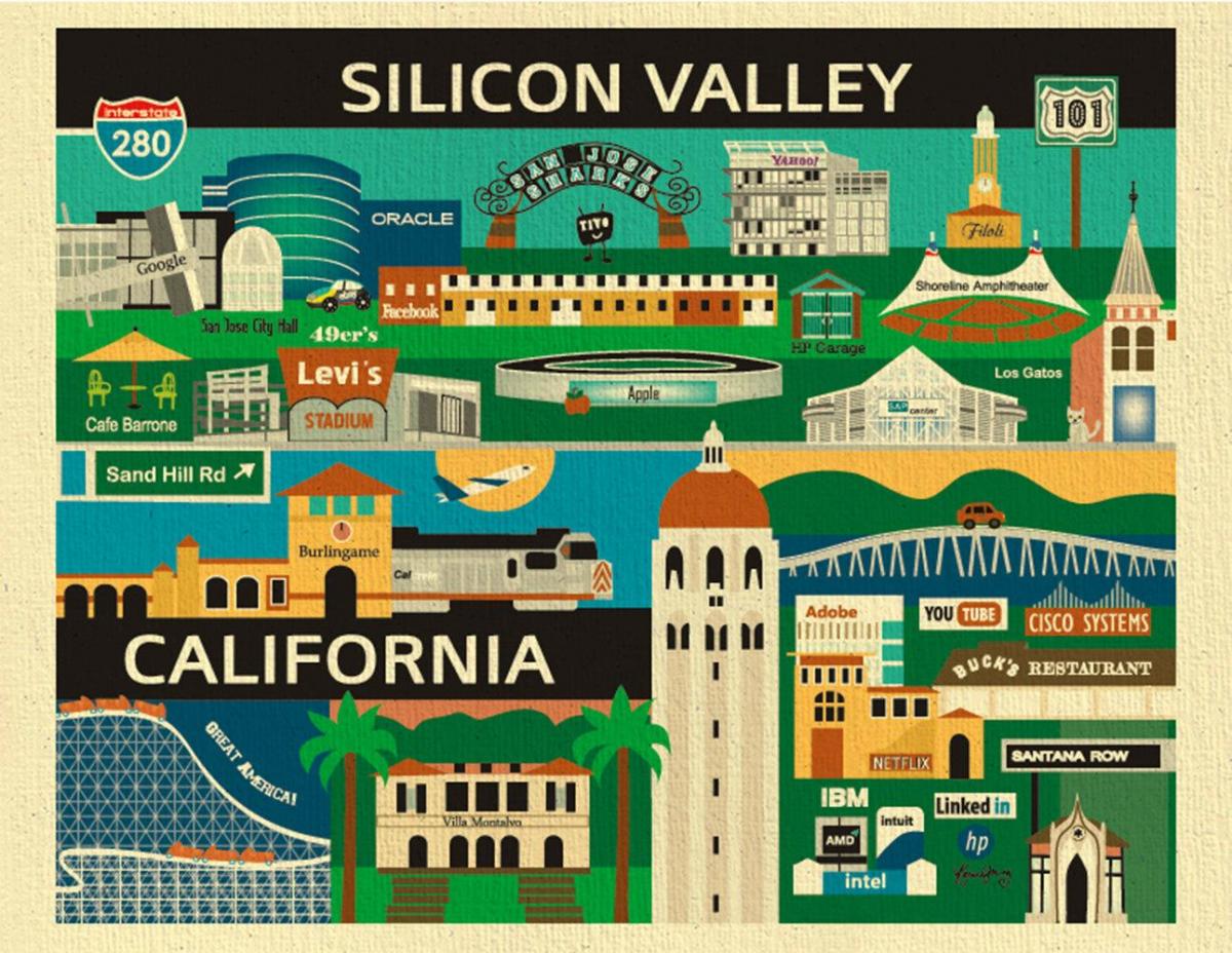 Carte de la silicon valley de l'affiche