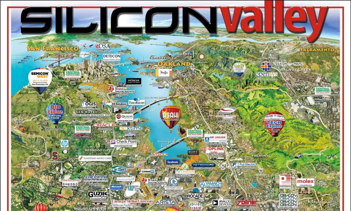 carte de la zone de la silicon valley