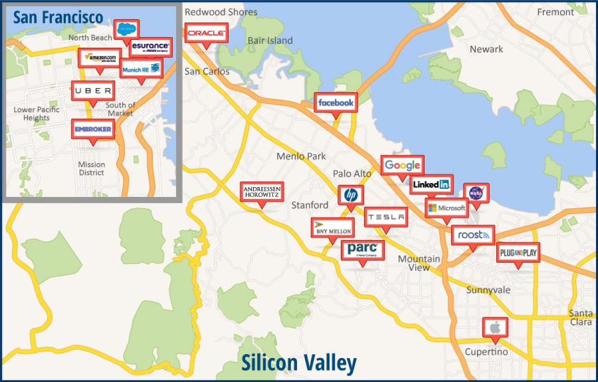 Carte de la silicon valley tour
