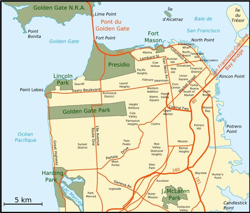 Carte de la grande région de la baie de