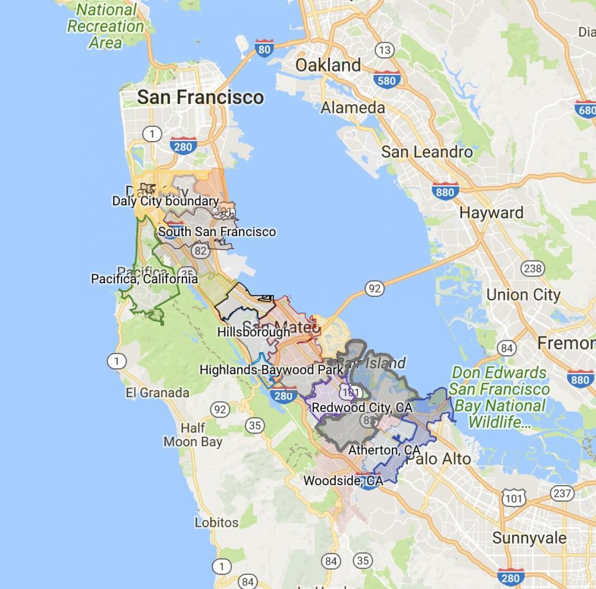 Carte de San Francisco, les limites de la ville