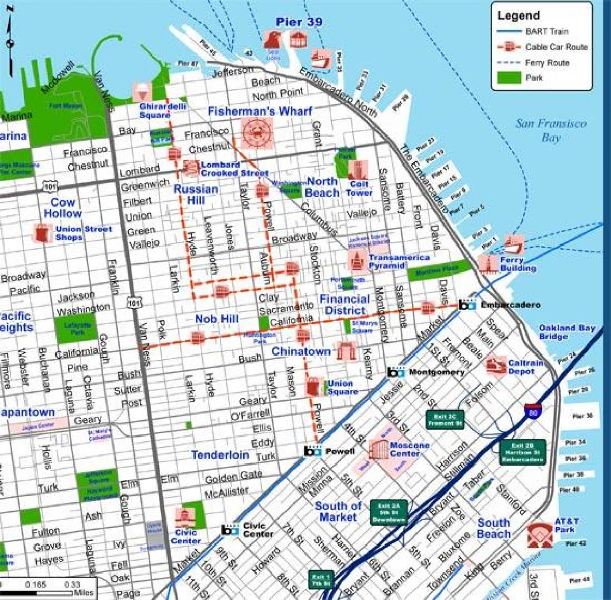 Carte de la ville de San Francisco rue