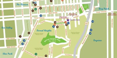 Carte de bernal heights à San Francisco