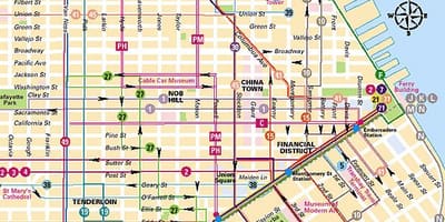 Lignes de téléphérique San Francisco carte